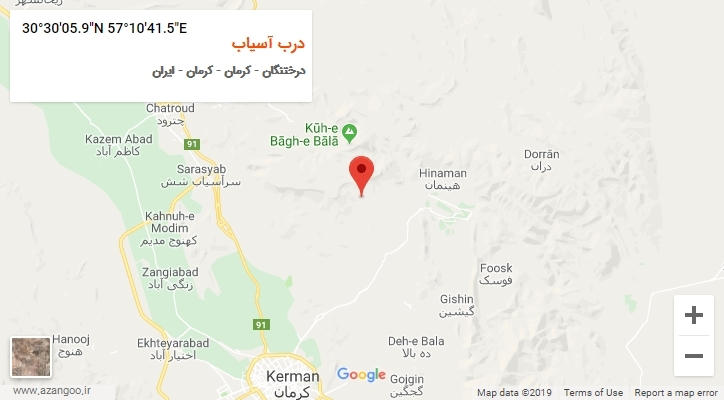روستای درب آسیاب بر روی نقشه