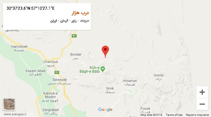 روستای درب هزار بر روی نقشه