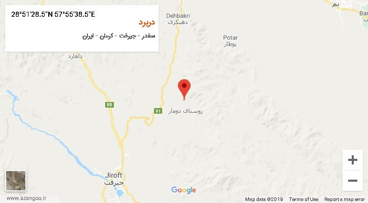 روستای دربرد بر روی نقشه