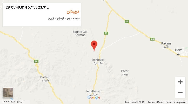 روستای دربیدان بر روی نقشه