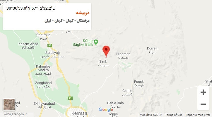 روستای دربیشه بر روی نقشه