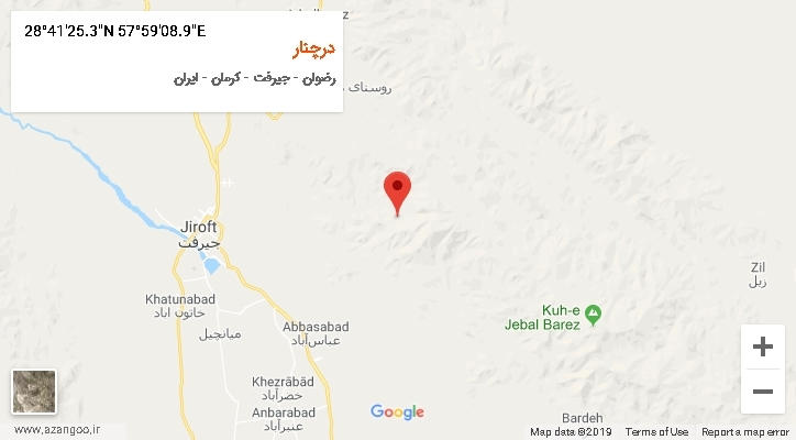 روستای درچنار بر روی نقشه