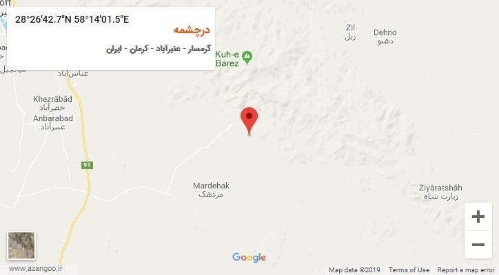 روستای درچشمه بر روی نقشه