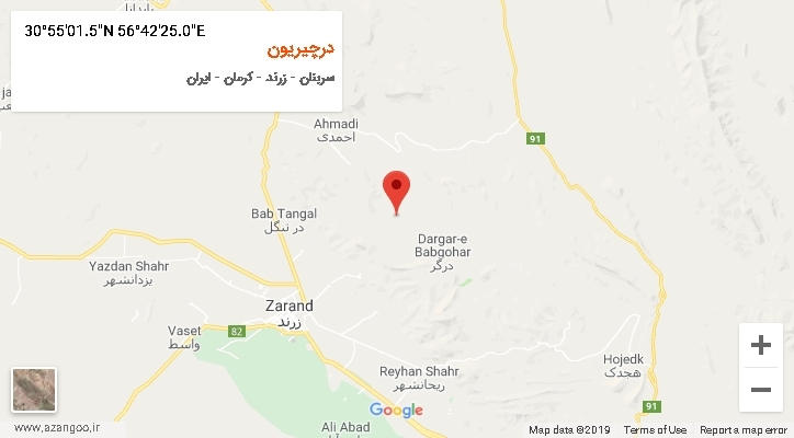 روستای درچیریون بر روی نقشه