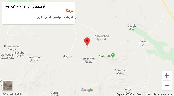 روستای دردنا بر روی نقشه