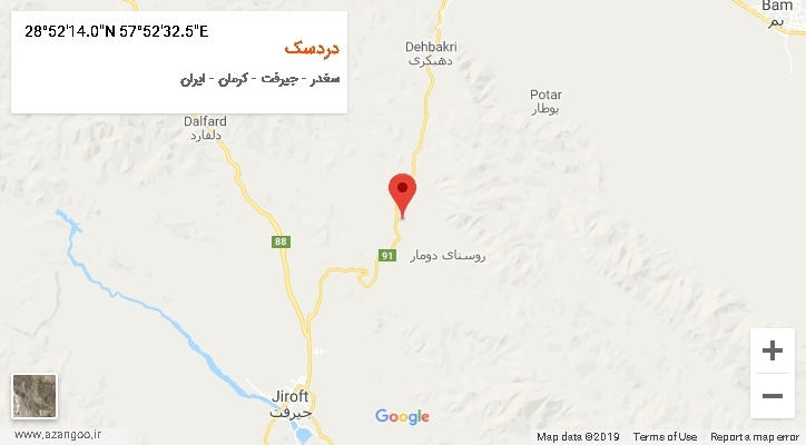 روستای دردسک بر روی نقشه