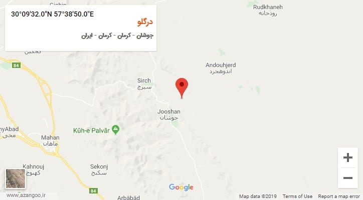 روستای درگلو بر روی نقشه