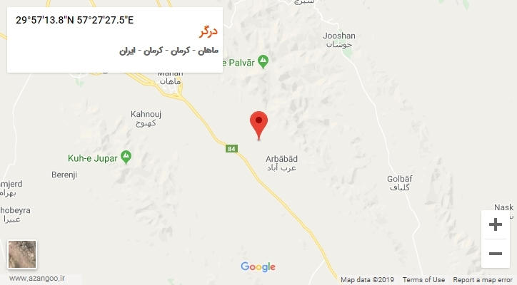 روستای درگر بر روی نقشه