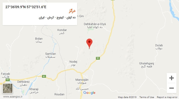 روستای درگز بر روی نقشه