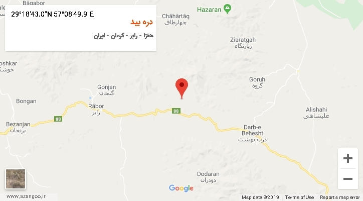 روستای دره بید بر روی نقشه