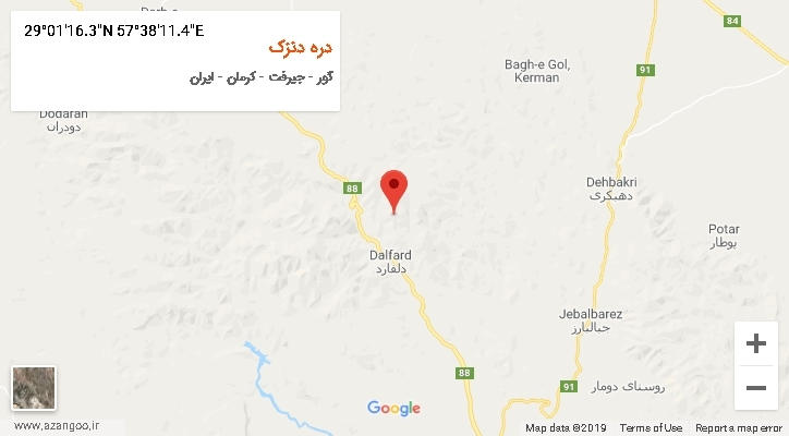 روستای دره دنزک بر روی نقشه