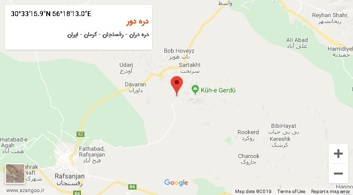 روستای دره دور بر روی نقشه