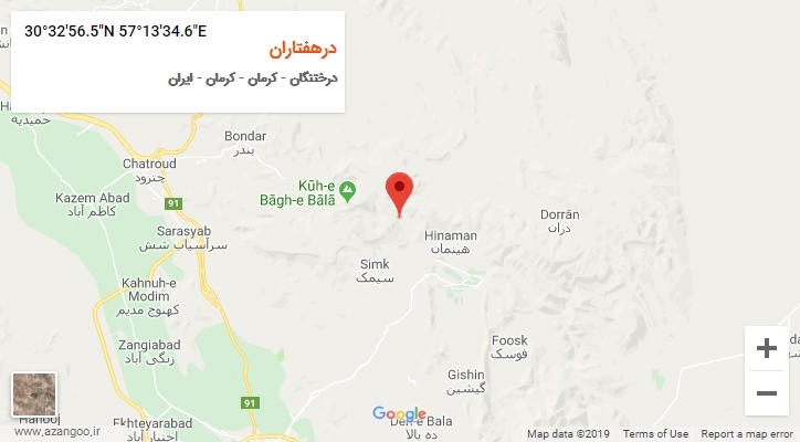 روستای درهفتاران بر روی نقشه