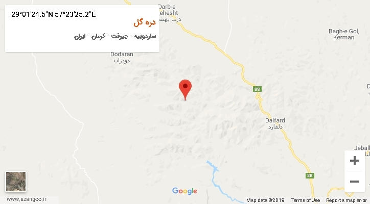 روستای دره گل بر روی نقشه