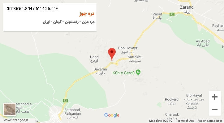 روستای دره جوز بر روی نقشه