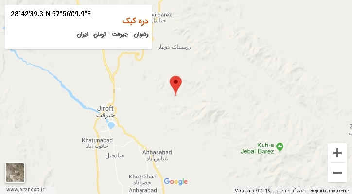 روستای دره کبک بر روی نقشه