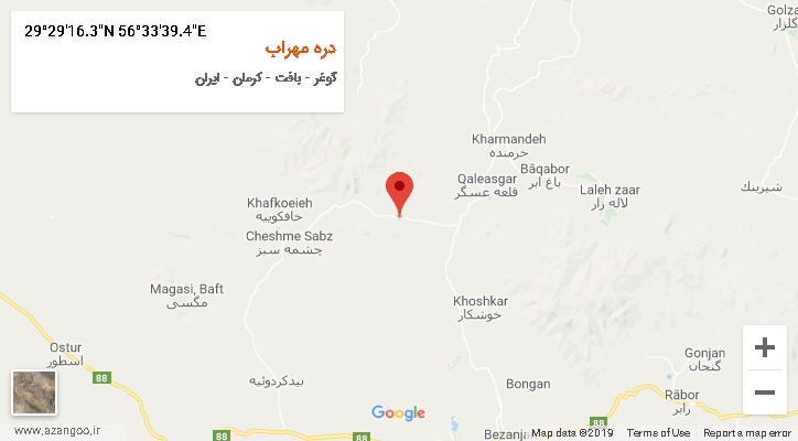 روستای دره مهراب بر روی نقشه
