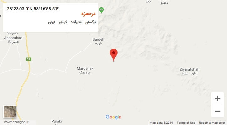 روستای درحمزه بر روی نقشه