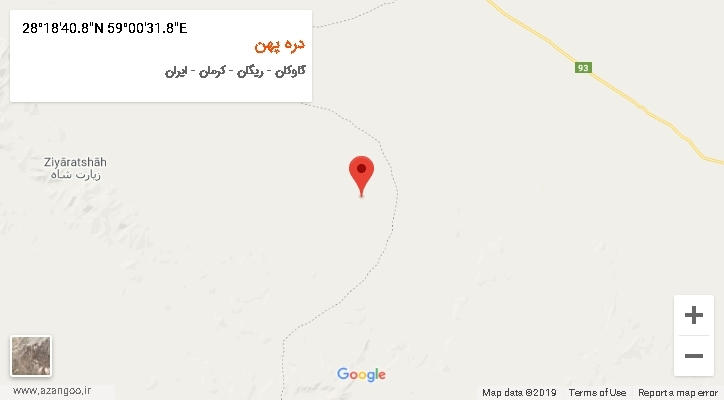 روستای دره پهن بر روی نقشه