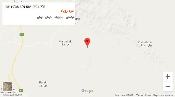 روستای دره روباه بر روی نقشه
