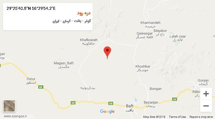 روستای دره رود بر روی نقشه