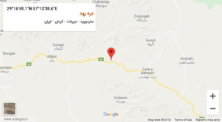 روستای دره رود بر روی نقشه