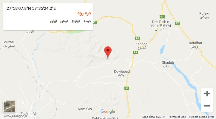روستای دره رود بر روی نقشه