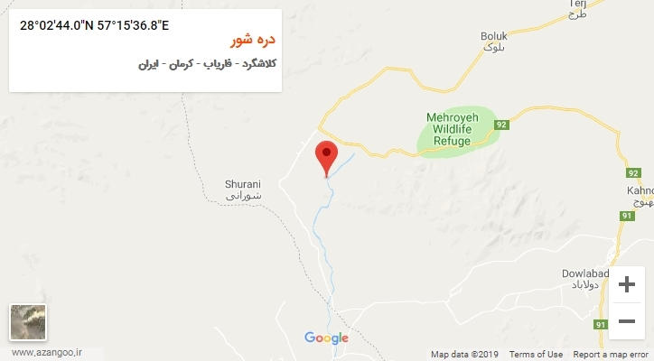 روستای دره شور بر روی نقشه