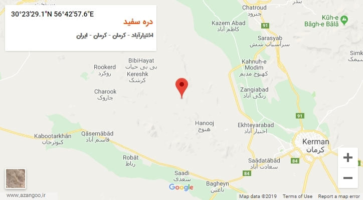 روستای دره سفید بر روی نقشه