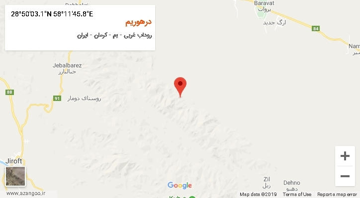 روستای درهوریم بر روی نقشه