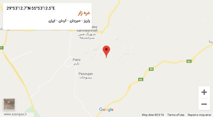 روستای دره زار بر روی نقشه