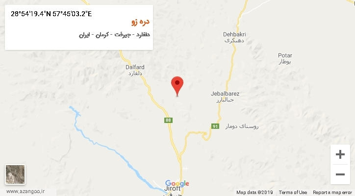 روستای دره زو بر روی نقشه