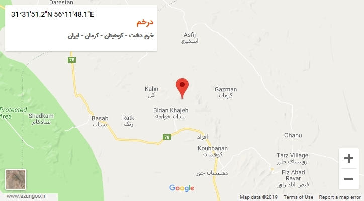 روستای درخم بر روی نقشه