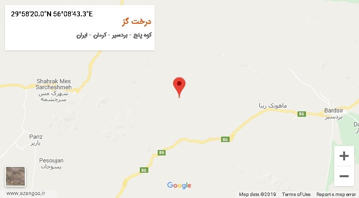 روستای درخت گز بر روی نقشه