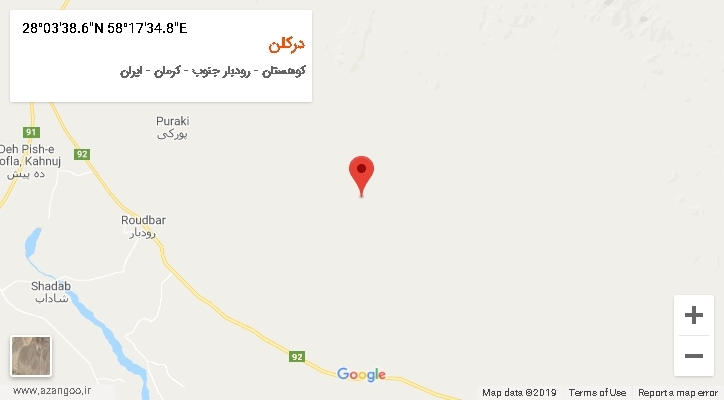 روستای درکلن بر روی نقشه