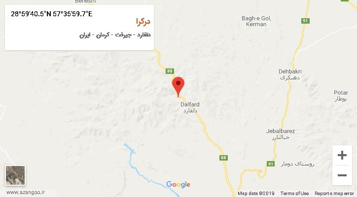 روستای درکرا بر روی نقشه