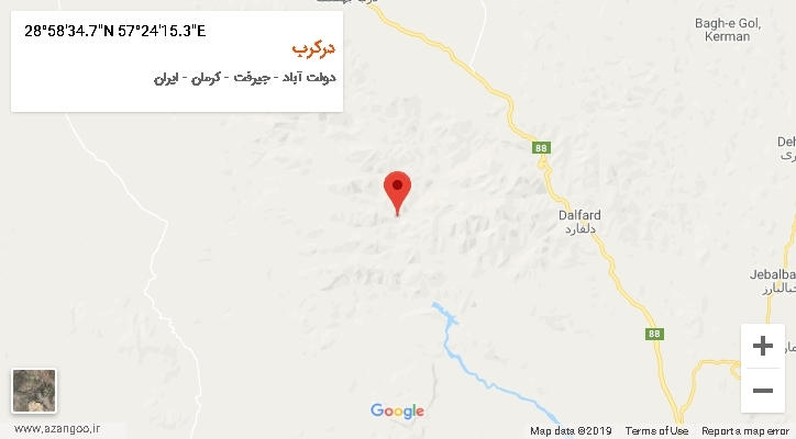 روستای درکرب بر روی نقشه