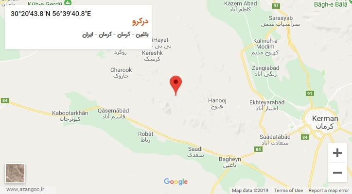 روستای درکرو بر روی نقشه