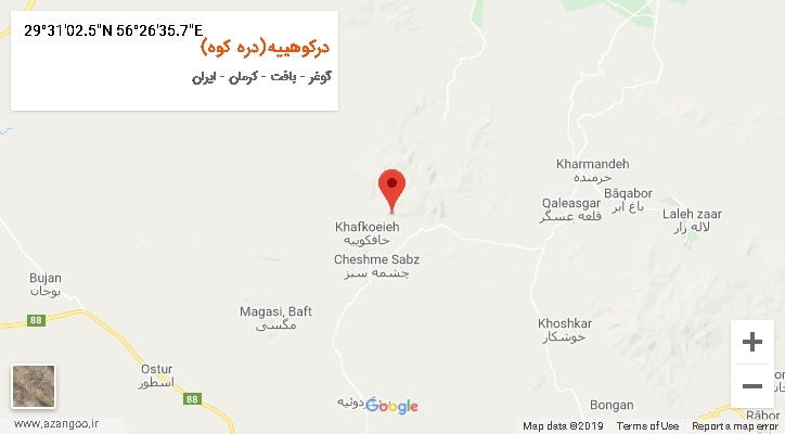 روستای درکوهییه(دره کوه) بر روی نقشه