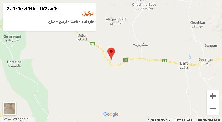 روستای درکیل بر روی نقشه