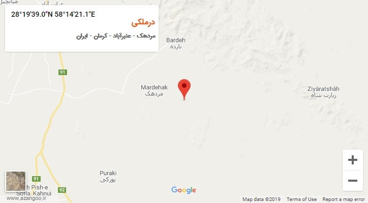 روستای درملکی بر روی نقشه