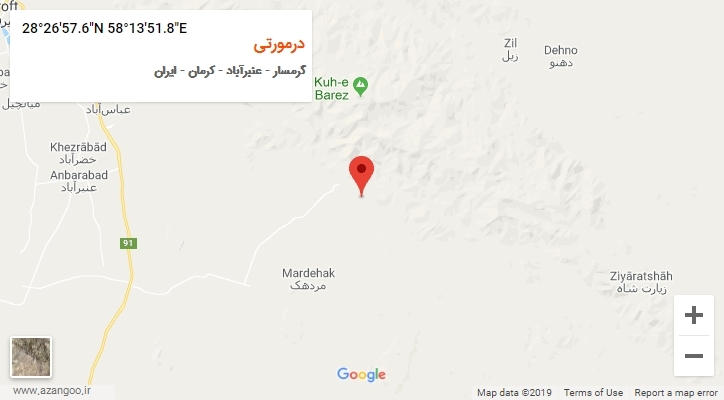 روستای درمورتی بر روی نقشه