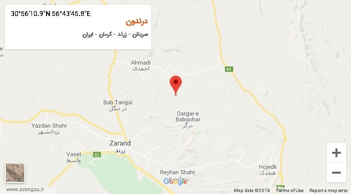 روستای درندون بر روی نقشه