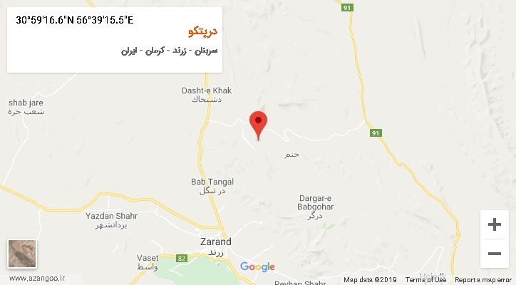 روستای درپتکو بر روی نقشه