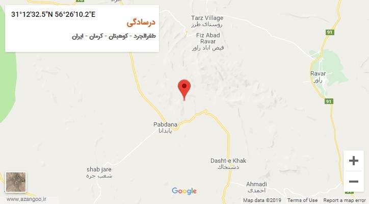 روستای درسادگی بر روی نقشه