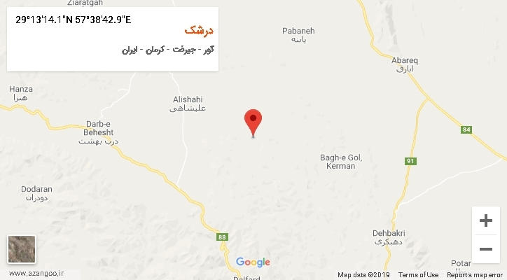 روستای درشک بر روی نقشه