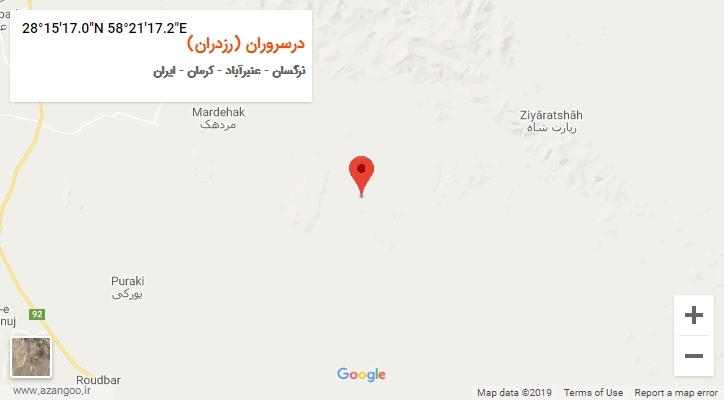 روستای درسروران (رزدران) بر روی نقشه