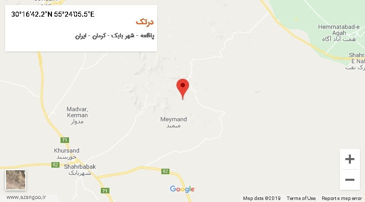 روستای درتک بر روی نقشه