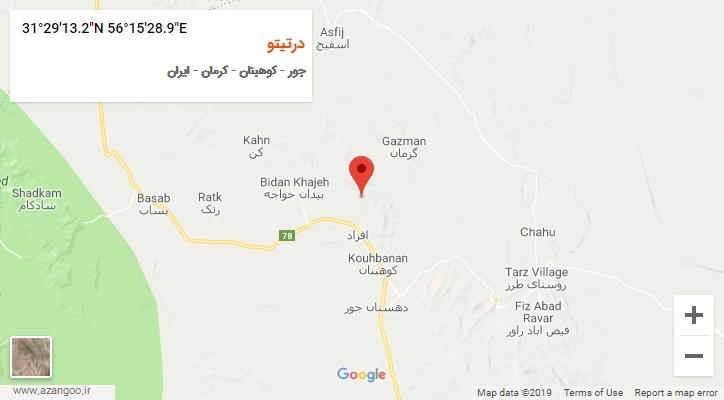 روستای درتیتو بر روی نقشه