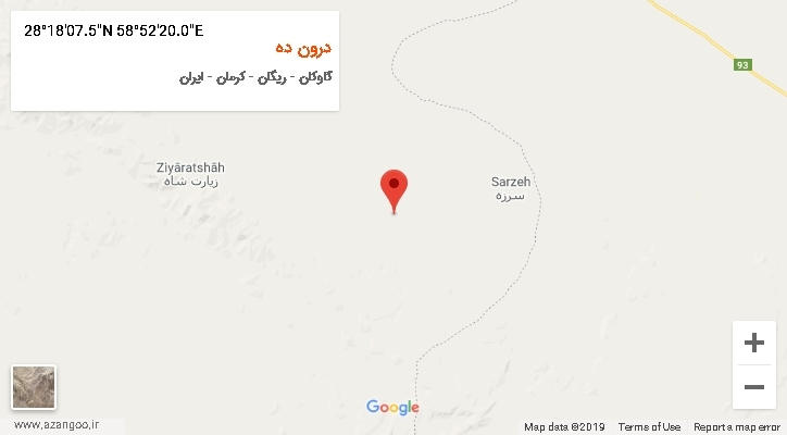 روستای درون ده بر روی نقشه